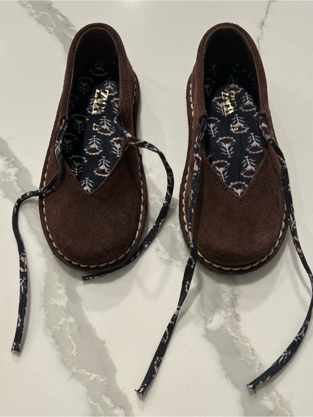 Toddler girls ZARA Suede Lace-Up Shoes Size EUR 23 -US 7 - Picture 3 of 9